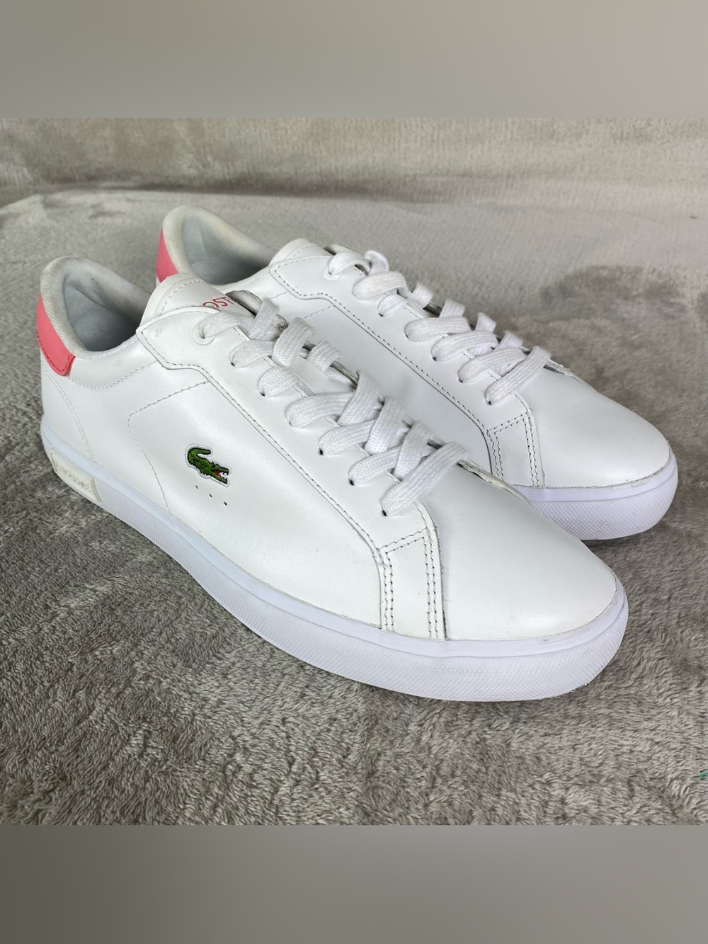 Lacoste Powercourt 2.0 Shoes Womens Size 10 White Leather Ortholite Sneaker NEW